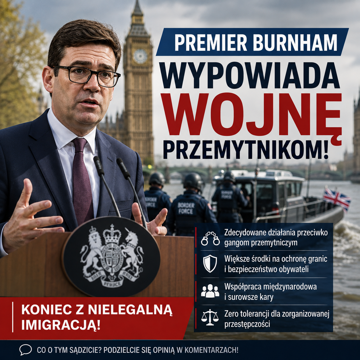 Koniec z nielegalną imigracją? Premier Burnham zapowiada zdecydowaną walkę z przemytnikami ludzi