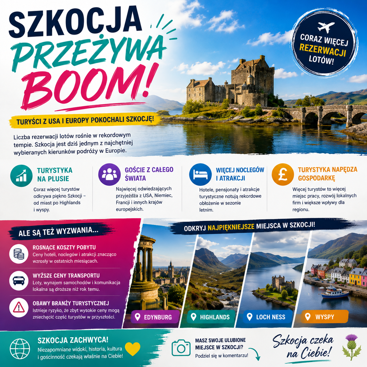 Turystyka w Szkocji przeżywa boom. Coraz więcej turystów wybiera ten kierunek