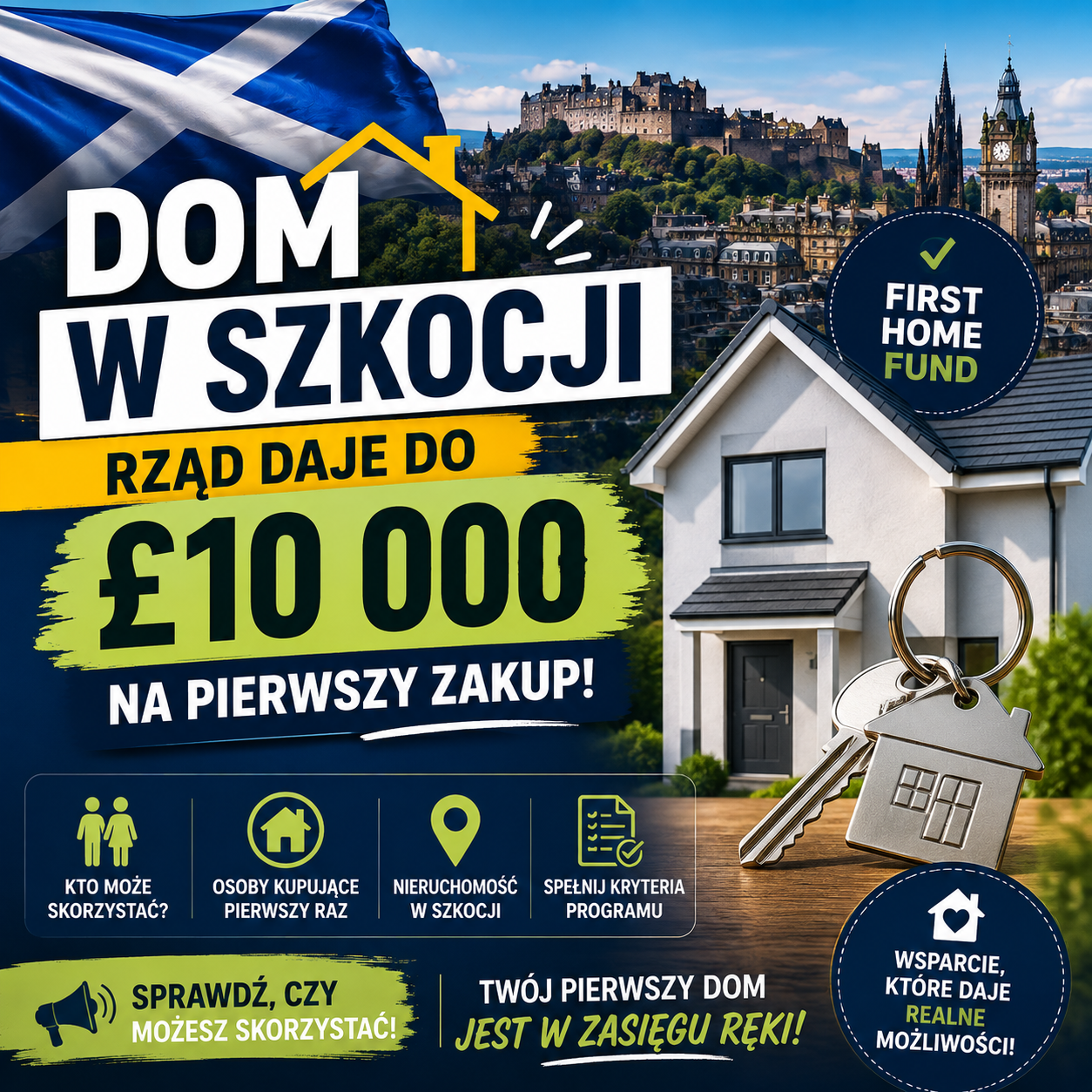 Dom w Szkocji: nawet £10 000 wsparcia na pierwszy zakup. Kto może skorzystać?