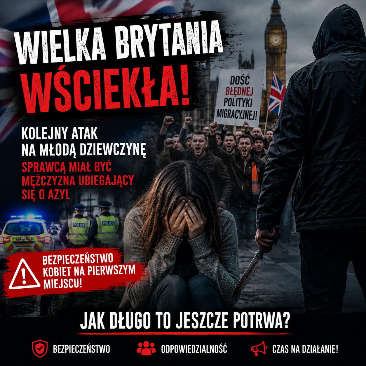 Wielka Brytania: rozgniewany tłum po doniesieniach o kolejnym ataku na młodą dziewczynę