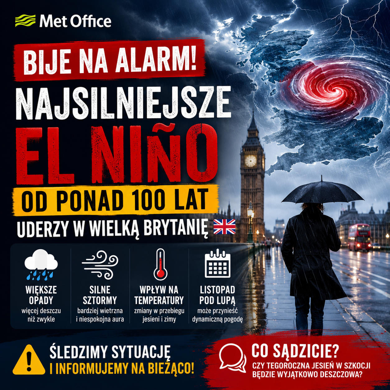 Najsilniejsze El Niño od ponad 100 lat? Met Office ostrzega przed możliwą zmianą pogody w Wielkiej Brytanii